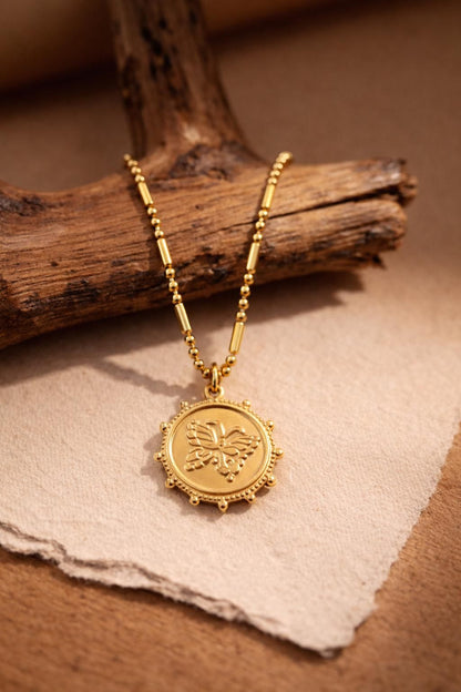 Vintage coin Butterfly Necklase