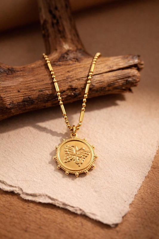 Vintage coin Butterfly Necklase